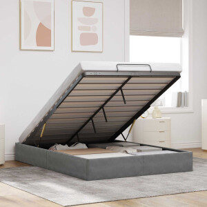vidaXL Ottoman Bedframe Donkergrijs 153 x 203 cm Fluweel
