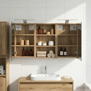 vidaXL Badkamerkastenset 3 pcs 90 x 10,5 x 50 cm Bewerkt hout
