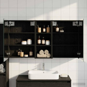 vidaXL Badkamerkastenset 3 pcs 130 x 14,5 x 70 cm Bewerkt hout