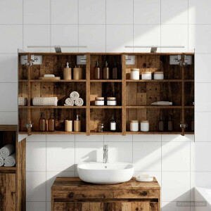 vidaXL Badkamerkastenset 3 pcs 130 x 14,5 x 70 cm Bewerkt hout