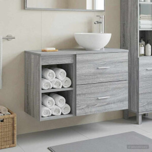 vidaXL Badkamermeubelset 2 pcs Grijs Sonoma Bewerkt hout