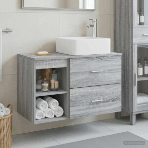vidaXL Badkamermeubelset 2 pcs Grijs Sonoma Bewerkt hout