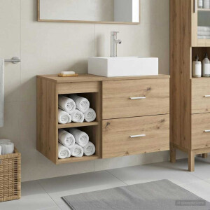 vidaXL Badkamermeubelset 2 st Artisanaal eiken Bewerkt hout