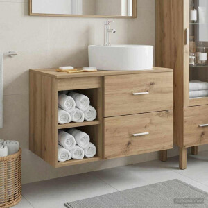 vidaXL Badkamermeubelset 2 st Artisanaal eiken Bewerkt hout