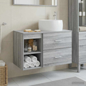 vidaXL Badkamermeubelset 2 pcs Grijs Sonoma Bewerkt hout