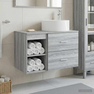 vidaXL Badkamermeubelset 2 pcs Grijs Sonoma Bewerkt hout