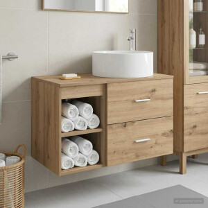 vidaXL Badkamermeubelset 2 st Artisanaal eiken Bewerkt hout