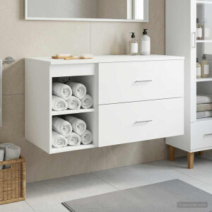 vidaXL Badkamermeubelset 2 pcs Wit Bewerkt hout