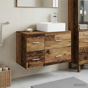 vidaXL Badkamermeubelset 2 st Oud hout Bewerkt hout