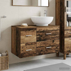 vidaXL Badkamermeubelset 2 st Oud hout Bewerkt hout