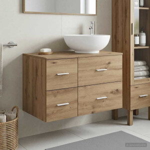 vidaXL Badkamermeubelset 2 st Artisanaal eiken Bewerkt hout