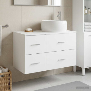 vidaXL Badkamermeubelset 2 st Wit Bewerkt hout