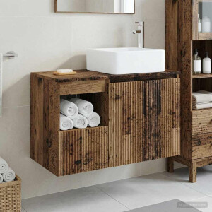 vidaXL Badkamermeubelset 2 st Oud hout Bewerkt hout