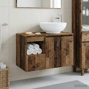 vidaXL Badkamermeubelset 2 st Oud hout Bewerkt hout
