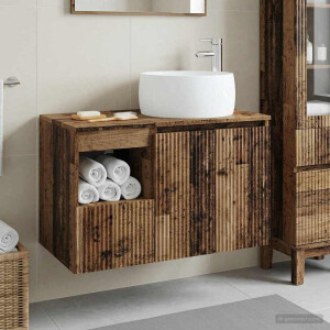 vidaXL Badkamermeubelset 2 st Oud hout Bewerkt hout