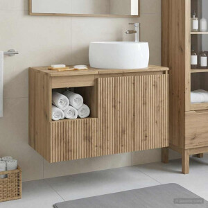 vidaXL Badkamermeubelset 2 st Artisanaal eiken Bewerkt hout