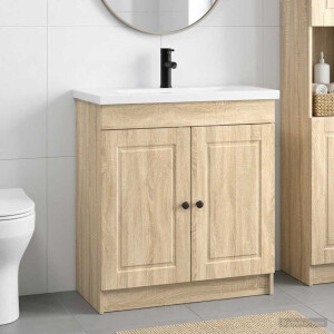 vidaXL Badkamermeubelset Sonoma Eiken 56 x 37,5 x 81 cm Bewerkt hout