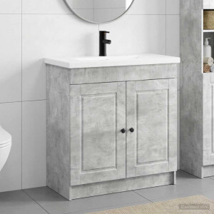 vidaXL Badkamermeubelset Betongrijs 56 x 37,5 x 81 cm Bewerkt hout