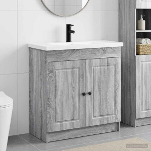 vidaXL Badkamermeubelset Grijs Sonoma 78,5 x 37,5 x 81 cm Bewerkt hout