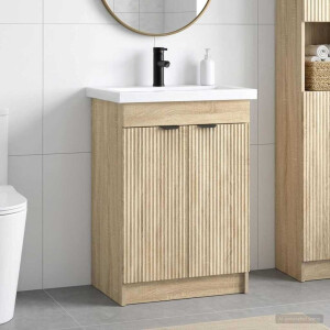 vidaXL Badkamermeubelset Sonoma Eiken 56 x 37,5 x 81 cm Bewerkt hout