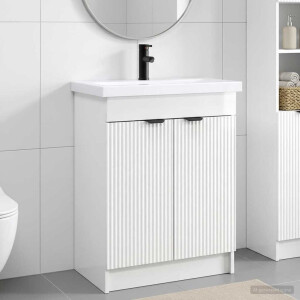 vidaXL Badkamermeubelset Hoogglans Wit 56 x 37,5 x 81 cm Bewerkt hout