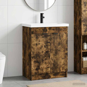 vidaXL Badkamermeubelset Gerookt eiken 56 x 37,5 x 81 cm Bewerkt hout