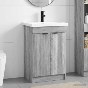 vidaXL Badkamermeubelset Grijs Sonoma 56 x 37,5 x 81 cm Bewerkt hout