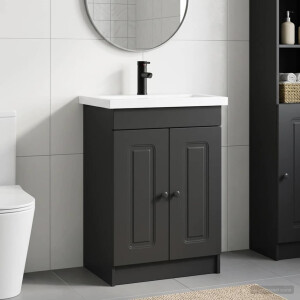 vidaXL Badkamermeubelset Zwart 56 x 37,5 x 81 cm Bewerkt hout