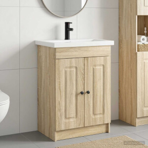 vidaXL Badkamermeubelset Sonoma Eiken 56 x 37,5 x 81 cm Bewerkt hout