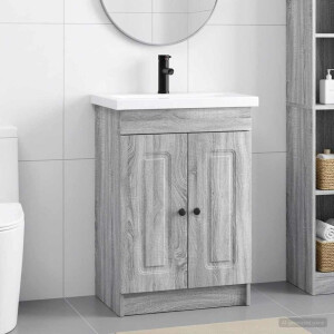vidaXL Badkamermeubelset Grijs Sonoma 56 x 37,5 x 81 cm Bewerkt hout