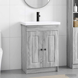 vidaXL Badkamermeubelset Grijs Sonoma 78,5 x 37,5 x 81 cm Bewerkt hout