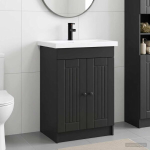 vidaXL Badkamermeubelset Zwart 56 x 37,5 x 81 cm Bewerkt hout