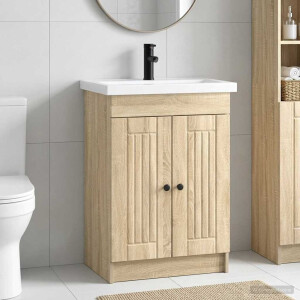 vidaXL Badkamermeubelset Sonoma Eiken 56 x 37,5 x 81 cm Bewerkt hout