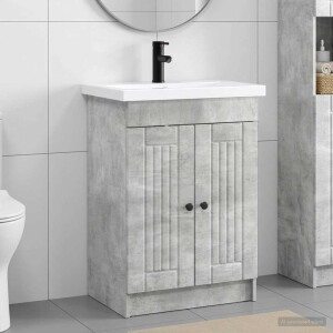 vidaXL Badkamermeubelset Betongrijs 56 x 37,5 x 81 cm Bewerkt hout