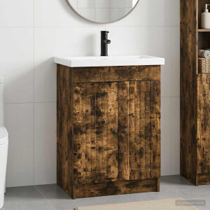 vidaXL Badkamermeubelset Gerookt eiken 56 x 37,5 x 81 cm Bewerkt hout