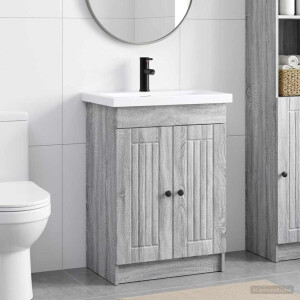 vidaXL Badkamermeubelset Grijs Sonoma 56 x 37,5 x 81 cm Bewerkt hout