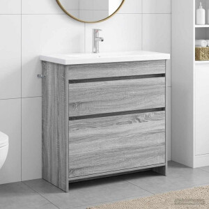 vidaXL Badkamermeubelset Grijs Sonoma 81 x 40 x 84,5 cm Bewerkt hout