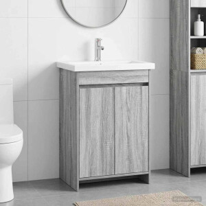 vidaXL Badkamermeubelset Grijs Sonoma 81 x 40 x 84,5 cm Bewerkt hout