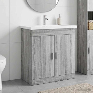 vidaXL Badkamermeubelset Grijs Sonoma 81 x 40 x 84,5 cm Bewerkt hout