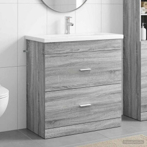 vidaXL Badkamermeubelset Grijs Sonoma 81 x 40 x 84,5 cm Bewerkt hout