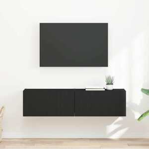 vidaXL TV Wandkast 2 pcs Zwart 60 x 31 x 29,5 cm Bewerkt hout