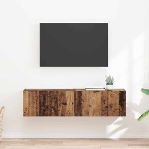 vidaXL TV Wandkast 2 pcs Oud Hout 60 x 31 x 29,5 cm Bewerkt hout