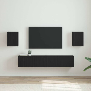 vidaXL TV Wandkast 2 pcs Zwart 30 x 31 x 40 cm Bewerkt hout