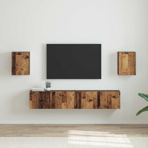 vidaXL TV Wandkast 2 pcs Oud Hout 30 x 31 x 40 cm Bewerkt hout