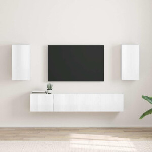 vidaXL TV Wandkast 2 pcs Glanzend Wit 30 x 31 x 60 cm Bewerkt hout