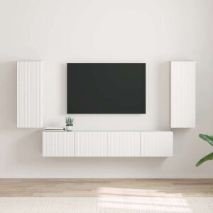 vidaXL TV Wandkast 2 pcs Wit 30 x 31 x 80 cm Bewerkt hout