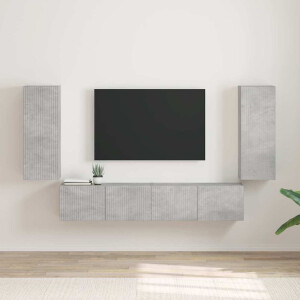 vidaXL TV Wandkast 2 pcs Beton 30 x 31 x 80 cm Bewerkt hout
