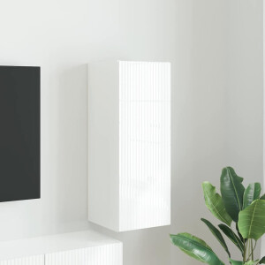 vidaXL TV Wandkast Glanzend Wit 30 x 31 x 80 cm Bewerkt hout
