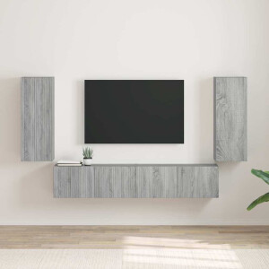 vidaXL TV Wandkast 2 pcs Grijs Sonoma 30 x 31 x 80 cm Bewerkt hout