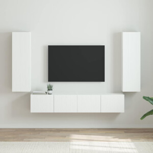 vidaXL TV Wandkast 2 pcs Glanzend Wit 30 x 31 x 100 cm Bewerkt hout